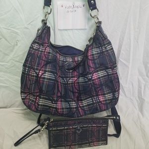 Coach Tartan Pink/Navy Blue Messenger G1273-F20118